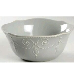 1 Lenox French Perle Gray All Purpose Bowl 6‎ 5/8" Beaded Scalloped Scroll
